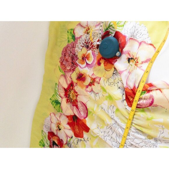 BCBG Maxazria Floral Print Yellow Tunic Dress XS/S Lightweight Lined - Picture 9 of 10